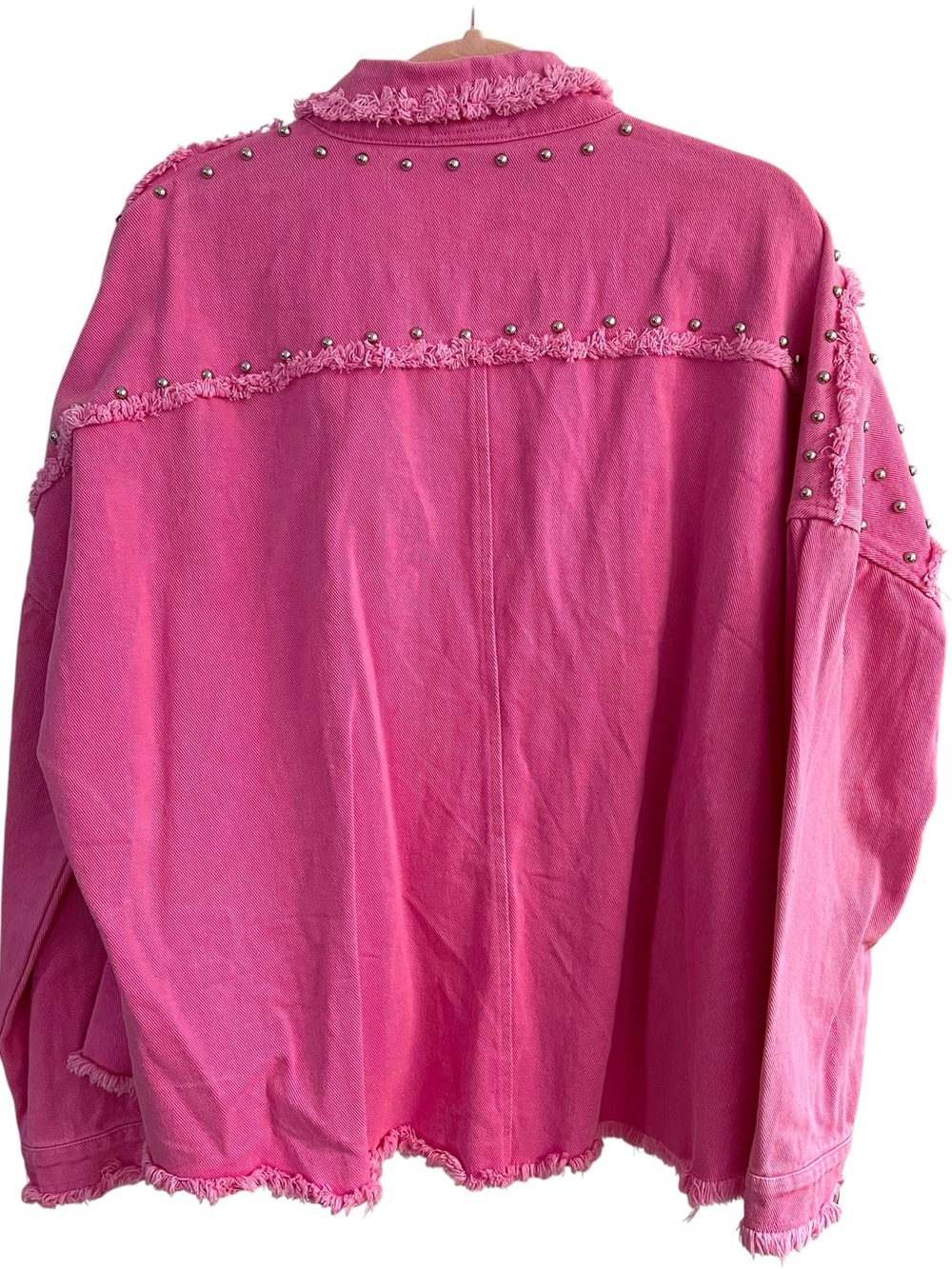 Umgee Denim Studded Barbie Pink Jacket - Picture 3 of 8